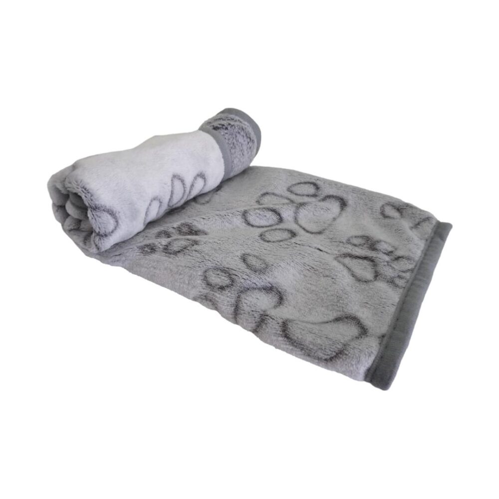 Κουβέρτα Fleece Γκρι Με Πατούσες 76x104cm
