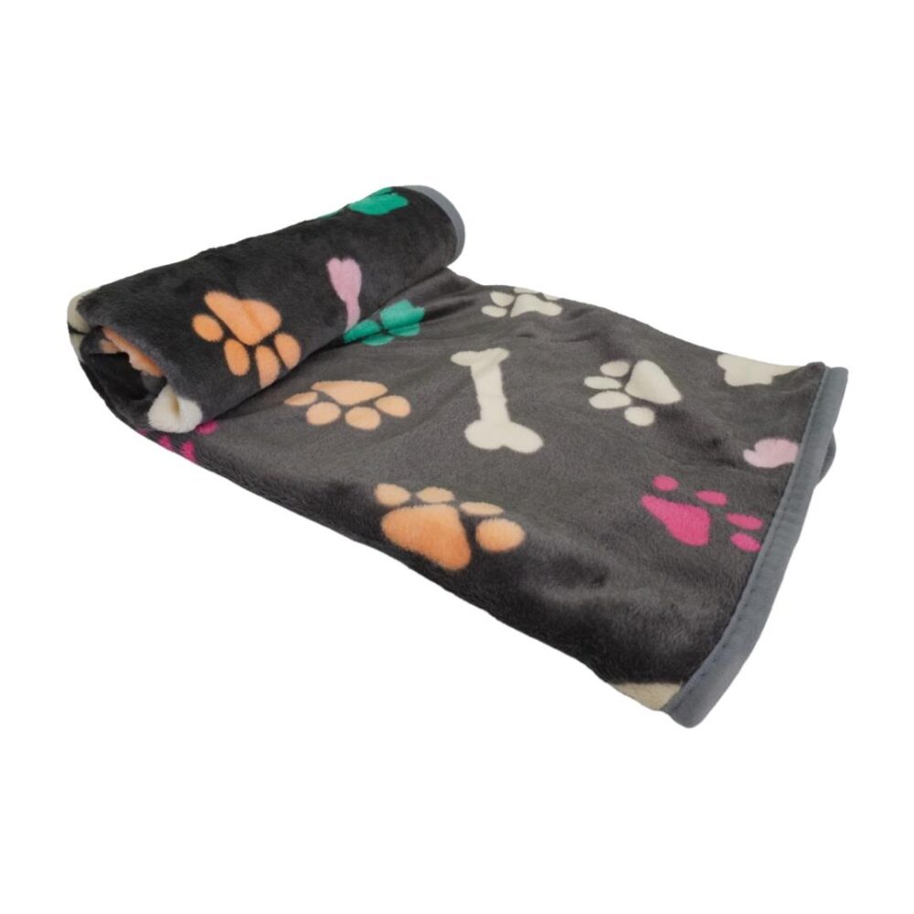 Κουβέρτα Fleece Γκρι Σκούρο Πατούσες 76x104cm