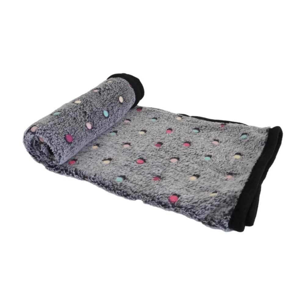 Κουβέρτα Fleece Γκρι Με Βούλες 76x104cm