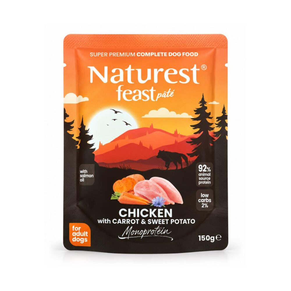 Naturest Feast Paté Dog Monoprotein με Κοτόπουλο, Καρότο & Γλυκοπατάτα 150gr